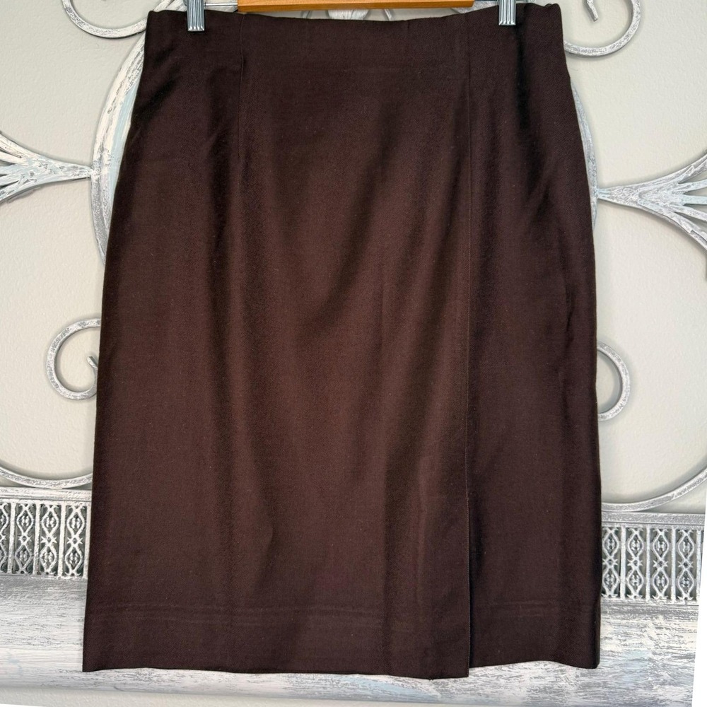 Emanuel‎ Ungaro Brown 100% Virgin Wool Pencil Skirt Vintage 1990's Size 14